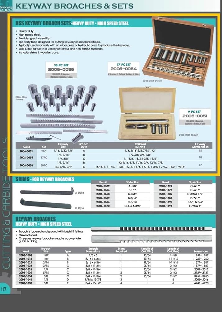 HHIP 2006-0056 30 Piece Keyway Broach Set, 1/8-3/16-1/4-5/16